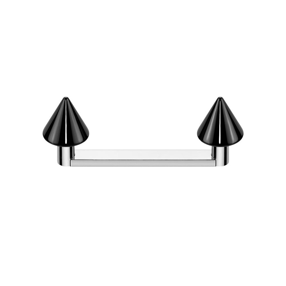 Pierced Owl ASTM F-136 Implant Grade Titanium Internally Threaded Spike Tops Flat Surface Barbell (Black)