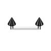Pierced Owl ASTM F-136 Implant Grade Titanium Internally Threaded Spike Tops Flat Surface Barbell (Black) view 1