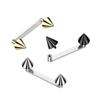 Pierced Owl ASTM F-136 Implant Grade Titanium Internally Threaded Spike Tops Flat Surface Barbell (Black) view 3