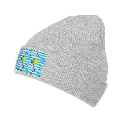 MULIHU Cartoon Fish Seamless Pattern Beanie Hat for Men Women Winter Warm Knit Hats Ski Hat Skull Cap Gray