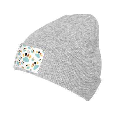 MULIHU Colorful Dog Tracks Seamless Pattern Beanie Hat for Men Women Winter Warm Knit Hats Ski Hat Skull Cap