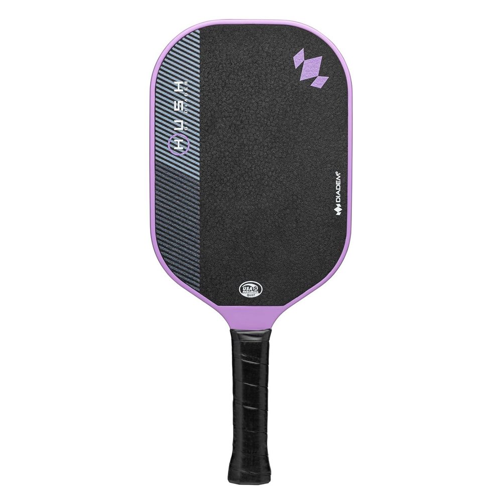 Diadem Hush | Quiet Pickleball Paddle, Double Thermoformed, Carbon Fiber Core, Power, Precision, Anti-Dampening Kraibon Technology (Purple)