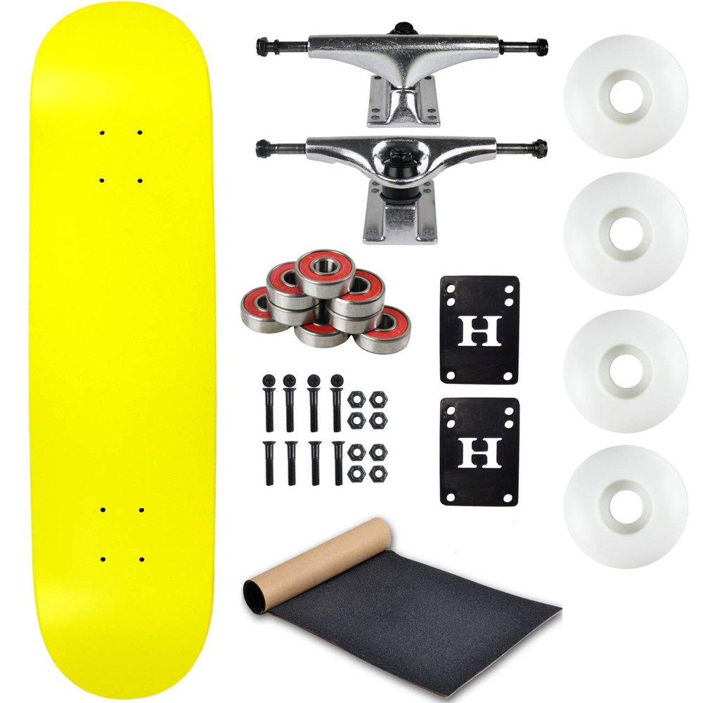 Moose Complete Skateboard Neon Yellow 7.5" with Silver Trucks and White Wheels