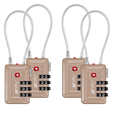 TSA Accepted Luggage Travel Lock, Set-Your-Own Combination Lock for School Gym Locker, Luggage Suitcase Baggage Locks, Filing Cabinets, Toolbox, Case (Titanium, 4 Pack)