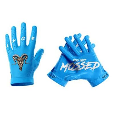 HIGHLIGHT FACTORY ATL G.O.A.T. You Got Mossed - Ultra Grip Football Gloves - Superior Grip, Breathable Design, for All Weather Conditions (Baby Blue, Adult Medium)