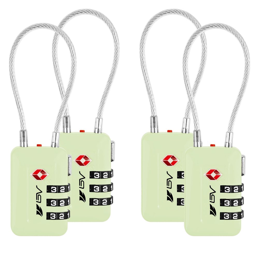 TSA Accepted Luggage Travel Lock, Set-Your-Own Combination Lock for School Gym Locker, Luggage Suitcase Baggage Locks, Filing Cabinets, Toolbox, Case (Mint Green, 4 Pack)