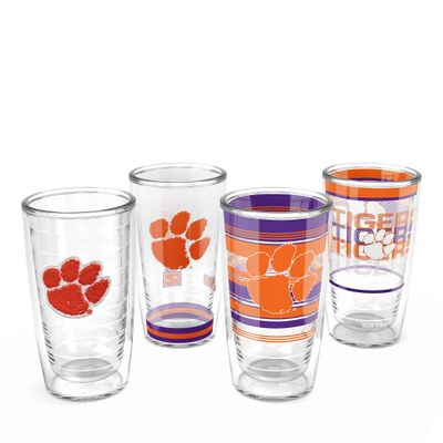 Tervis Clemson Tigers - Assorted Made in USA Double Walled Insulated Tumbler Travel Cup Keeps Drinks Cold & Hot, 16oz 4pk, Classic