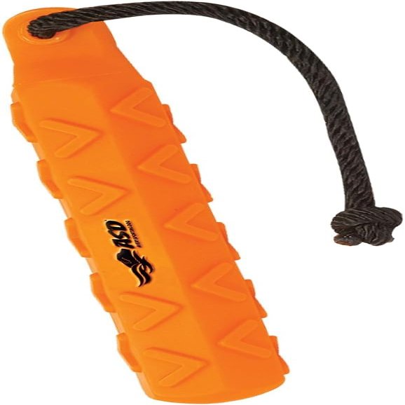 Banded HexaBumper  Floating Dog Training Dummy with Hex Design & Throw Rope (6, Orange, 2" Diameter)