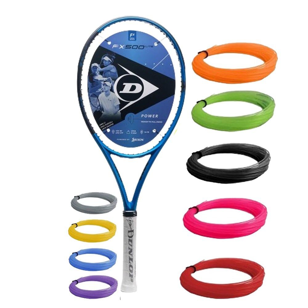 Dunlop FX 500 LITE Tennis Racket - Get Speed and Power in a Lightweight Package - Strung with Synthetic String in Your Choice of Color and Tension (4 0/8)