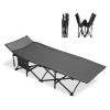 Portable Folding Beds max Loading 440lbs Breathable and Comfortable, Folding Camping Cot with Side Pockets, for Camping Tent Office Outdoor Travel view 1