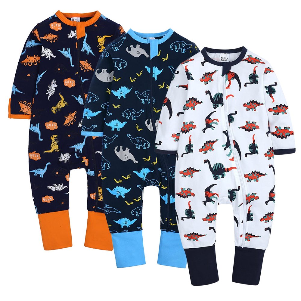 Betadog Baby Bodysuits Summer Long Sleeve Zipper Footless Rompers Boys' Blanket Rompers Jumpsuit Girls (Black, 2-3 Years)