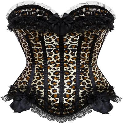 ADELCE Plus Size Corset Top for Women Bustier Lace up Gothic Lingerie Burlesque Costume Dress Deep Leopard 7XL