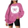 Breast Cancer Shirts for Women Pink Ribbon Long Sleeve Crewneck Sweatshirts Causal Fashion Supporter Survivor Top Tee breast cancer awareness items women's tops, tees & blouses Pink XL view 1