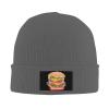 MULIHU Cartoon Hamburger Beanie Hat for Men Women Winter Warm Knit Hats Ski Hat Skull Cap Deep Heather view 2