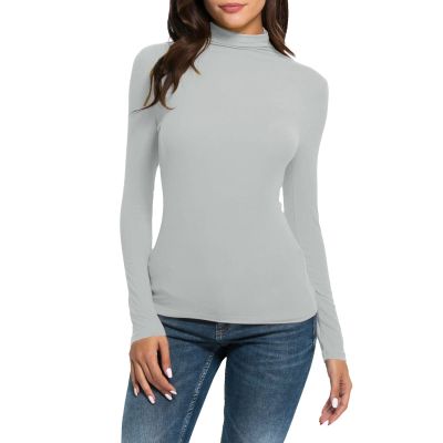 Women's Cloud Feeling Long Sleeve Shirts with Thumb Hole for Women Mock Neck Yoga T-Shirts Workout Tops 2024