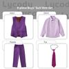 Boys Suit Kids Prom Suits Vest and Pants Set for Toddler Boy Slim Fit Purple Tuxedo Suit 4T Wedding Ring Bearer Outfit Dress Clothes view 2