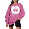 Breast Cancer Shirts for Women Pink Ribbon Long Sleeve Crewneck Sweatshirts Causal Fashion Supporter Survivor Top Tee breast cancer awareness shirt western shirts for women Pink 2X view 1