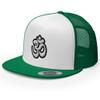 RIVEMUG NG Om Symbol Embroidered Flat Bill Trucker Hat High Crown Adjustable Cap view 1