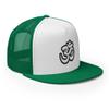 RIVEMUG NG Om Symbol Embroidered Flat Bill Trucker Hat High Crown Adjustable Cap view 4