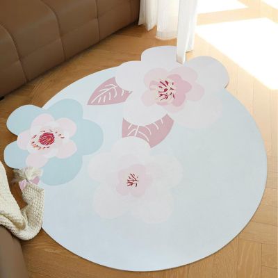 ABREEZE Irregular Large Flower Meditation Mat Non Slip Round Pilates Yoga Mat Natural Rubber with Sueded Surface Exercise Mat