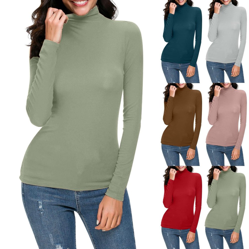 Women's Cloud Feeling Long Sleeve Shirts with Thumb Hole for Women Mock Neck Yoga T-Shirts Workout Tops 2024