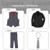 Lycody Kids Suits for Boys Formal Tuxedo Gery Stripe Dress Suit Vest and Pants Set with Black Shirt Toddler Boy Suit for Weddings Prom Outfit 3T view 2