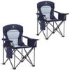 ALPHA CAMP Heavy Duty Camping Chair 500 LBS Capacity, Oversized Folding Chair for Heavy People, Padded Portable Outdoor Chair with Cooler Bag & Cup Holder for Camping, Fishing, Beach,Blue,2PC view 1