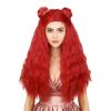 Aicos Red Curly Wig Long Red Costume Wig with Two Braid Buns for Halloween Costume Party view 1