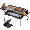 Thallike Portable Folding Grill Table, Lightweight Height Adjustable,Camping Picnic Table with Mesh Desktop and Mesh Bag for Outdoor for Picnic,Camping,BBQ,Beach (3.8 * 1.3FT) view 1