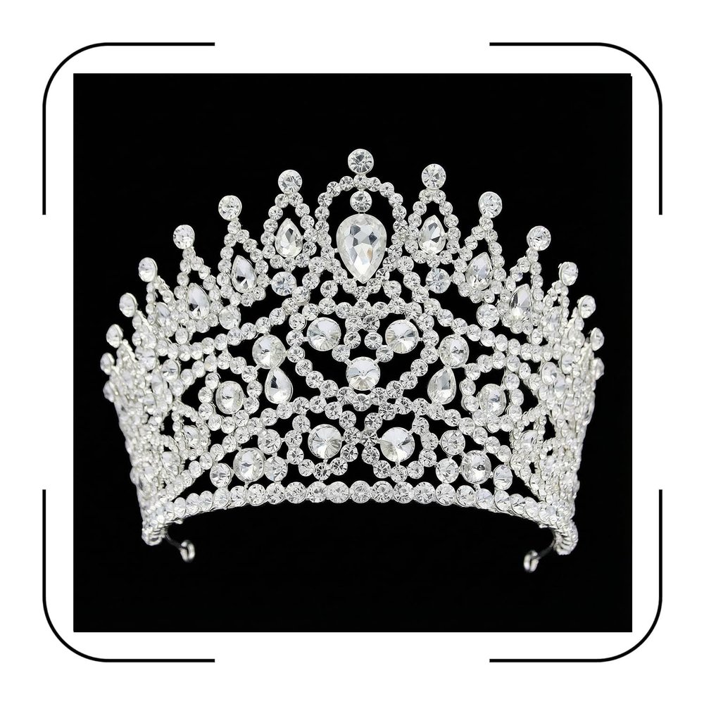 Extra Large Tiaras 5" Tall Pageant Crowns Oversized for Women Clear Austrian Crystal Tiara Silver Homecoming Queen Crown Big Rhinestone Headpiece for Birthday Prom Quinceanera Wedding (B-Silver)
