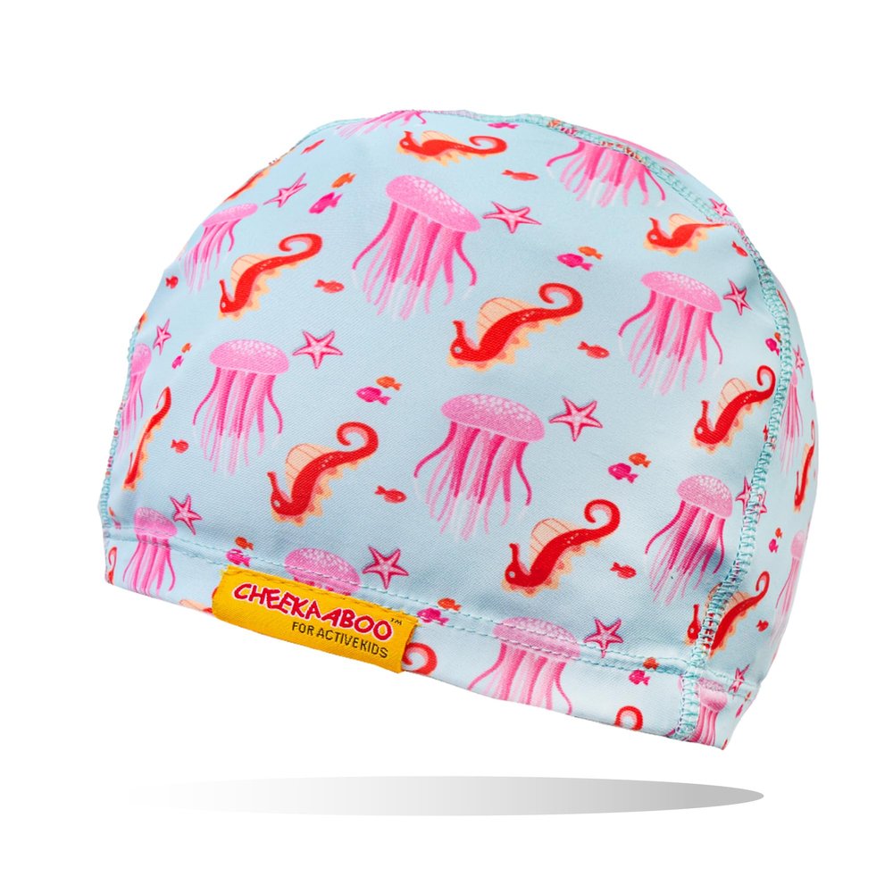 Cheekaaboo Kids Swim Cap | Soft Stretch Spandex Quick-Dry Fabric | Comfortable Toddler Swimming Cap for Boys & Girls 2-8 Years