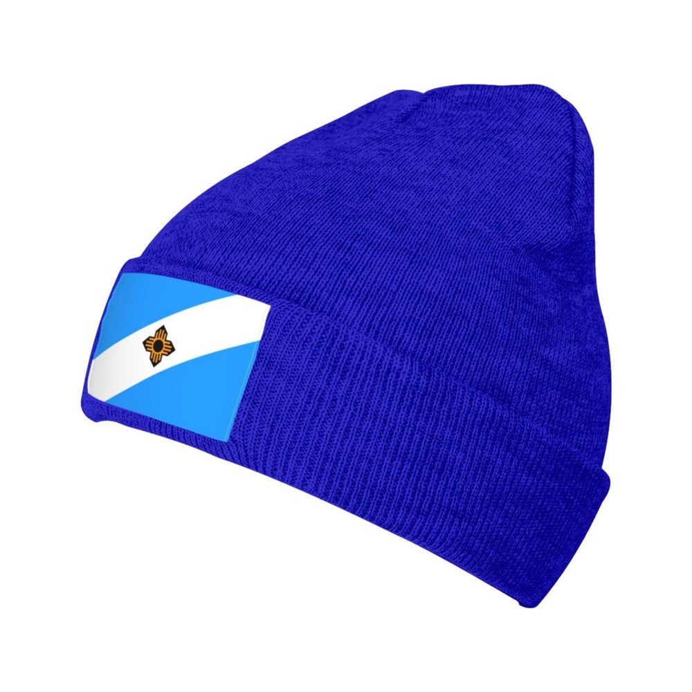 Flag of Madison Wisconsin Beanie Hat for Men Women Winter Warm Knit Hats Ski Hat Skull Cap Blue