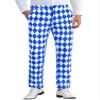 Lars Amadeus Blue Argyle Pattern Pants for Men's Regular Fit Flat Front Party Prom Dress Trousers 32 Blue White view 1