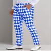 Lars Amadeus Blue Argyle Pattern Pants for Men's Regular Fit Flat Front Party Prom Dress Trousers 32 Blue White view 2