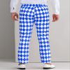 Lars Amadeus Blue Argyle Pattern Pants for Men's Regular Fit Flat Front Party Prom Dress Trousers 32 Blue White view 3
