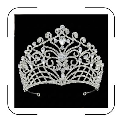4.3" Tall Pageant Crowns for Women Clear Austrian Crystal Tiara Silver Homecoming Queen Crown Rhinestone Headpiece for Birthday Prom Quinceanera Wedding (C-Silver)