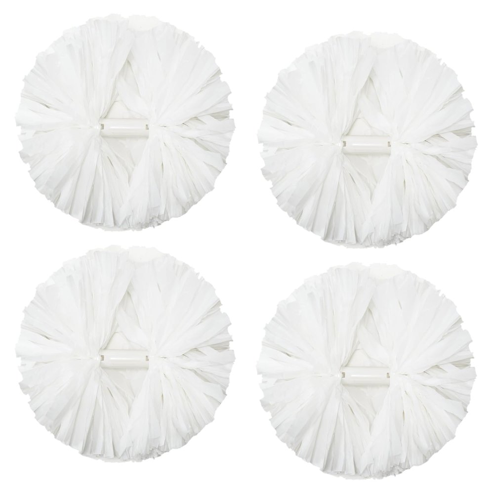 4Pcs Metallic Cheerleading Pom Poms, Creatiee 2 Pair Cheerleader Cheering Squad Pompoms for School Sports Dance Games Team Spirit Cheer (White)