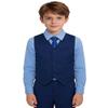 Lycody Boys Suits Kids Blue Tuxedo 4T Prom Suits Vest Set with Light Blue Uniform Shirts Toddler Boy Dress Clothes for Wedding Outfit view 1