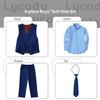 Lycody Boys Suits Kids Blue Tuxedo 4T Prom Suits Vest Set with Light Blue Uniform Shirts Toddler Boy Dress Clothes for Wedding Outfit view 2