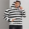 Lars Amadeus Black White Striped Sweatshirt for Men's Long Sleeves Drawstring Pullover Hooded Sweatshirts Hoodie XX-Large Black White view 2