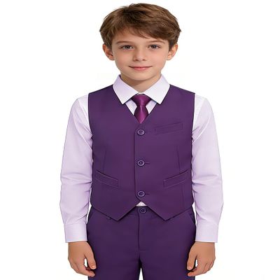 Boys Suit Kids Prom Suits Vest and Pants Set for Toddler Boy Slim Fit Purple Tuxedo Suit 5T Wedding Ring Bearer Outfit Dress Clothes