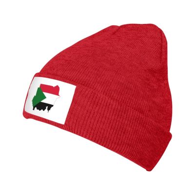 MULIHU Flag Map of Sudan Beanie Hat for Men Women Winter Warm Knit Hats Ski Hat Skull Cap Red