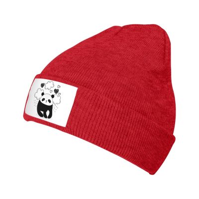 MULIHU Cute Panda with Clouds Beanie Hat for Men Women Winter Warm Knit Hats Ski Hat Skull Cap Red
