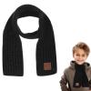 Abeillo Warm Kids Winter Knit Scarves Soft Knitted Neck Warmer Scarf Warm Scarves Wrap for Boys Girls(Black) view 1