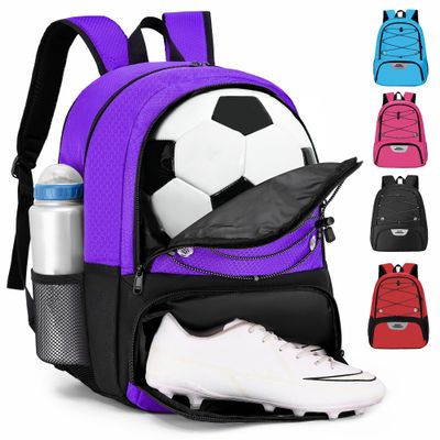 Hsmihair Youth Soccer Bag-Soccer Backpack & & Backpack for Football Volleyball Basketball,with Ball Compartment and Separate Cleat Training Package (Purple)