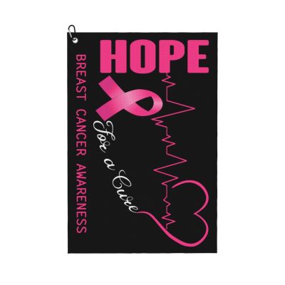 ASEDFGT Hope for A Cure Breast Cancer Awareness Golf Towel 16 x 24 Inch Golf Towels for Golf Bags Polyester Golf Towel with Carabiner Clip Men and Women Golf Accessories