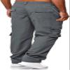 HUNGSON Mens Casual Cargo Pants - Sweatpants Joggers Athletic Trouser Cotton Loose Straight Hiking Pants for Men Dark Grey view 3