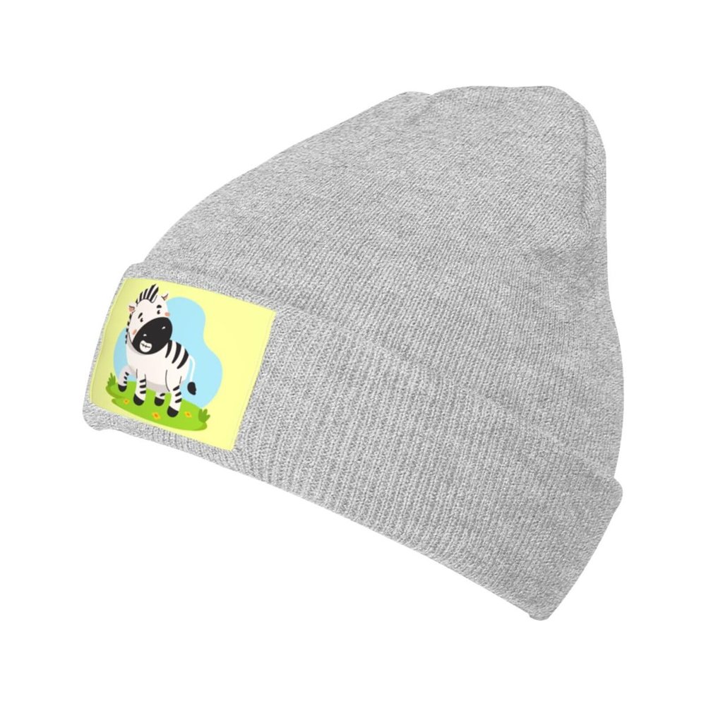 MULIHU Cute Zebra Cartoon Style Beanie Hat for Men Women Winter Warm Knit Hats Ski Hat Skull Cap Gray