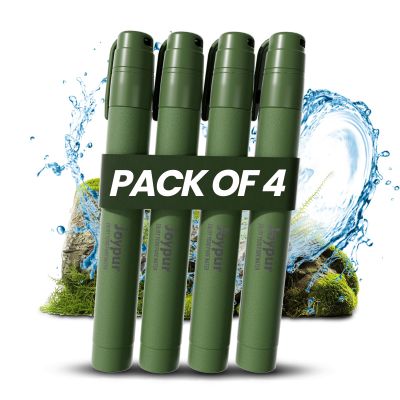 Camping Water Filtration Straw, Personal Water Filter Survival for Backup Filtration, Hiking, Travel - Emergency Portable Gear (4 Pack, Green)