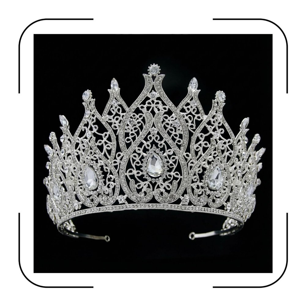 QXMYOO Rhinestone Crown for Women, Silver Tiara for Pageant, Wedding Quinceaera Birthday Princess Queen Crown Glass Crystal Diadem